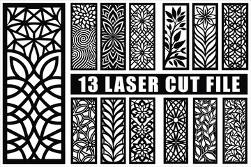 Thirteen panels laser cut designs decor elements