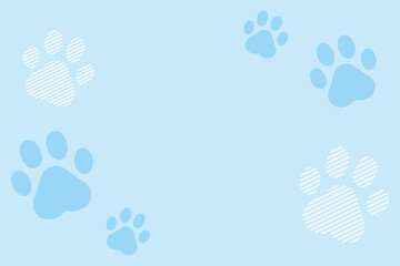水色の肉球背景イラスト