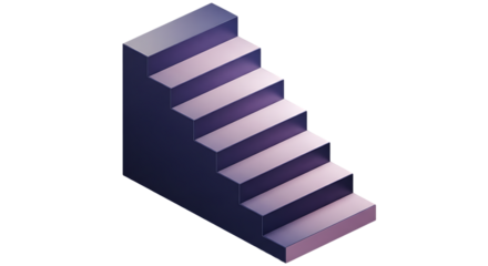 Purple and pink gradient stairs isolated on a transparent background