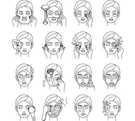 Facial Skincare Routine Icons – Step-by-Step Beauty