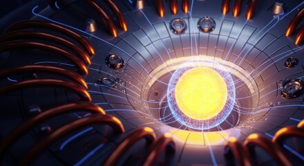 Fusion reactor illustration visualizing plasma confinement and energy generation potential