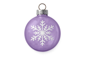 Purple christmas bauble with snowflake design on transparent background