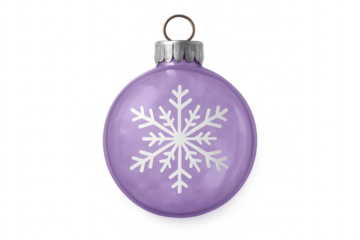 Purple christmas bauble with snowflake design on transparent background
