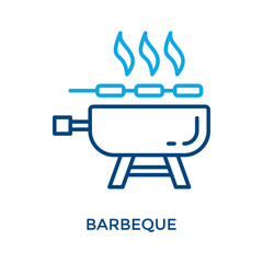 Barbeque Icon Outline Color Style. Vector Illustration For Graphic Design