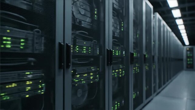 Data Center Rows Illuminated Servers Network Computing Technology