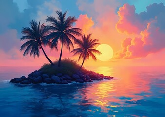 Tropical Sunset Island Paradise