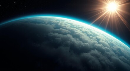 Earth from Space with Rising Sun - Stunning Planetary View