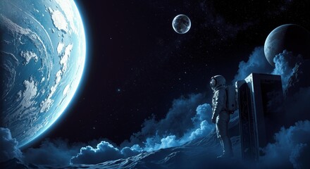 Astronaut Gazing at Earth from Space Station - Sci-Fi Dreamscape