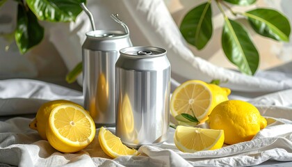 Refreshing lemonade cans