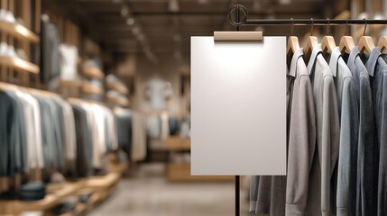 lank Signage Mockup in Retail Clothing Store for Advertising and Promotional Messages
