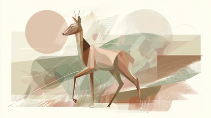 Deer illustration abstract background