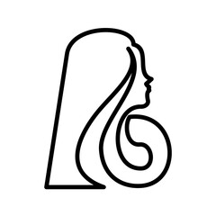 Minimalist Woman Profile Icon with Elegant Hair Curl