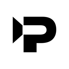 Black P Letter with Arrow Logo Concept