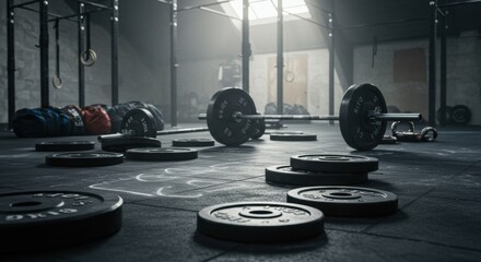 Intense weightlifting training session gym action energetic environment low angle fitness goals