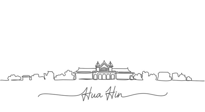 Hua Hin Skyline Continuous Line Art