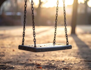 Empty Swing Set at Sunset: Nostalgia and Childhood Memories