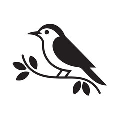 Decorative Bird Perched on Tree Branch Graphic