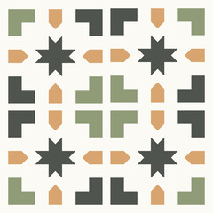 Vintage Geometric Seamless Pattern with Folk Motifs