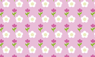 This pattern features white flowers and a pink flower, with a pink background, making it look cute and charming. This design is suitable for gift packaging, fabric, or stickers.