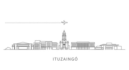 Obraz premium Ituzaingo skyline with airplane silhouette