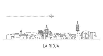 Fototapeta premium La Rioja Skyline with Airplane