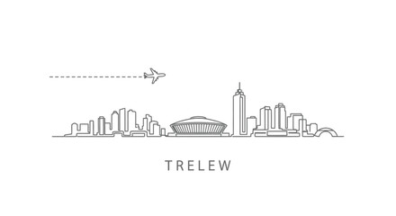 Fototapeta premium Minimalist Line Art Skyline of Trelew with Airplane