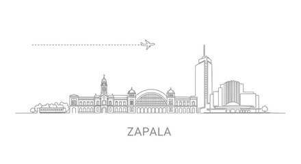 Zapala Skyline with Airplane Icon