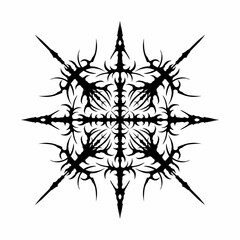 Symmetrical tribal vector star or cross with sharp ornamental spikes, neo tribal blackwork style. Perfect for tattoo design, t-shirt print, stickers, or gothic decoration