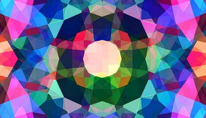 Symmetrical polygon pattern with vibrant colors and central circle
