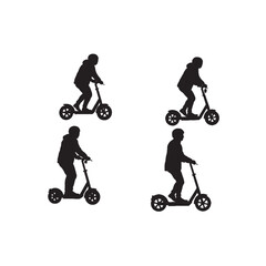 Person Riding Scooter Silhouette Vector for Urban Mobility, Lifestyle, and Travel Concepts