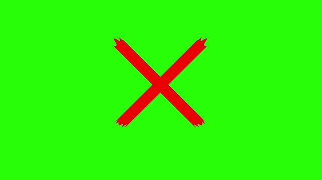 Cross brush hand drawing, red cross brush drawing Animation. cross mark animation, Wrong Symbol in Motion graphic, Red X letter, crossed lines, denial concept, green screen, red cross alpha channel,