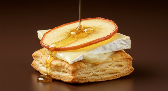 Honey drizzled brie bites with apple slices