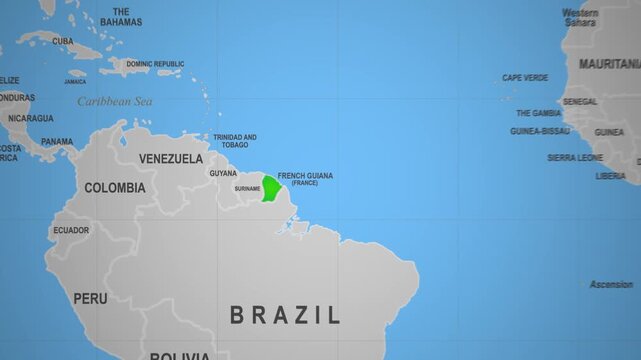 French Guiana aerial coastal rainforest landscape animation rivers terrain
