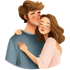 a young man hugs his girlfriend