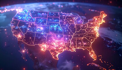 Global Connectivity A Glowing Map of the United States Illuminates the Night Sky from Orbit