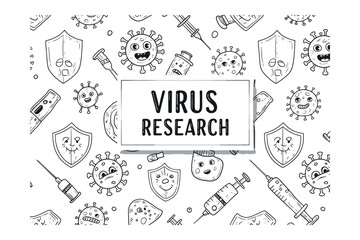 Virus research study laboratory scientific environment aerial view health insights. Vector illustration