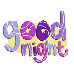 Cute Good Night Illustration – Purple Decorative Text for Greeting Cards, Posters, and Social Media