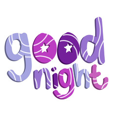 Cute Good Night Illustration – Purple Decorative Text for Greeting Cards, Posters, and Social Media