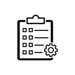 Clipboard icon set. Checklist on the clipboard line icon with checkmarks, checklist, document, gear, pencil. Clipboard outline icons. Checklist symbol. Editable stroke. Isolated. Vector illustration