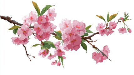 Pink cherry blossom branch