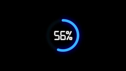 Futuristic blue progress bar loading circle 33 percent complete digital interface element with glowing numbers and neon ring on black background abstract technology concept - Powered by Adobe