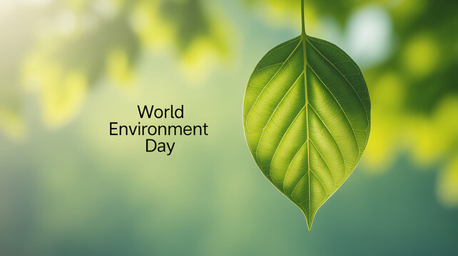 World Environment Day celebration with a close-up of a green leaf against a natural background