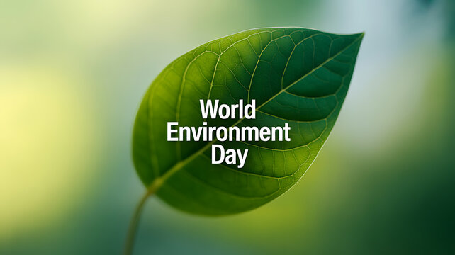 World Environment Day celebrated with a close-up of a vibrant green leaf against a natural blurred background