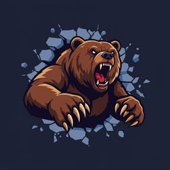Bear mascot illustration with strong and fierce style. Perfect for esport logo, sports team emblem, gaming character, and branding design.