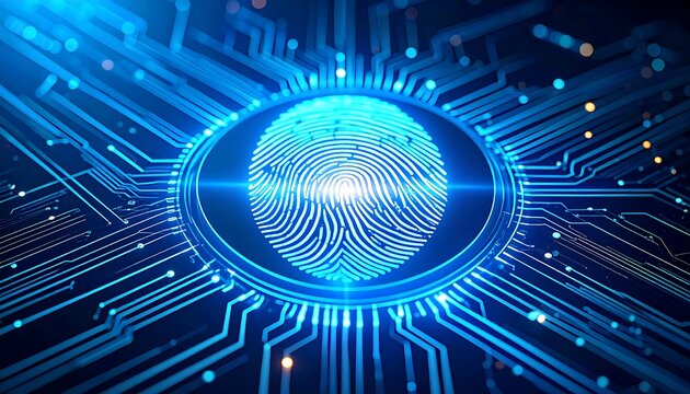 Glowing fingerprint at center of circuit board (1)