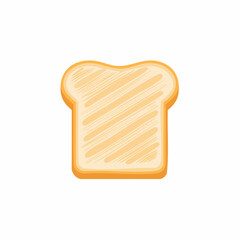 Isolated Slice of Bread on a White Background: Culinary Illustration and Design Element