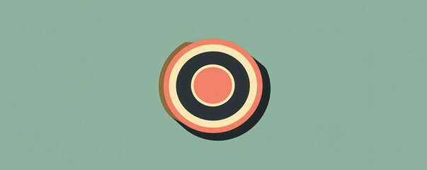 Minimalistic round logo design with concentric circles in a vintage aesthetic on a soft green background