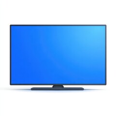 Fototapeta premium Modern Flat-Screen TV Mockup, Clean Design, Blank Blue Screen.