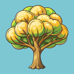 vector illustration of an apple tree in autumn