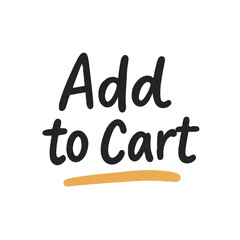 Add to cart text clipart with transparent background and black font style underlined in orange for Black Friday sale png design